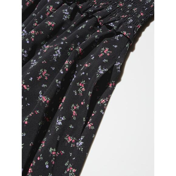 Rokh x GU (Uniqlo) Smocking Camisole Ruffle Dress in Black Floral - Picture 4 of 12